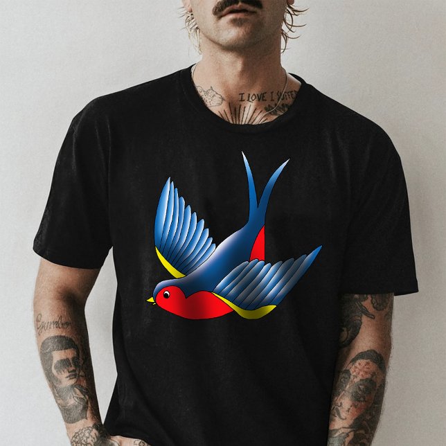 Swallow Red Blue Tattoo T-Shirt (Von Creator hochgeladen)