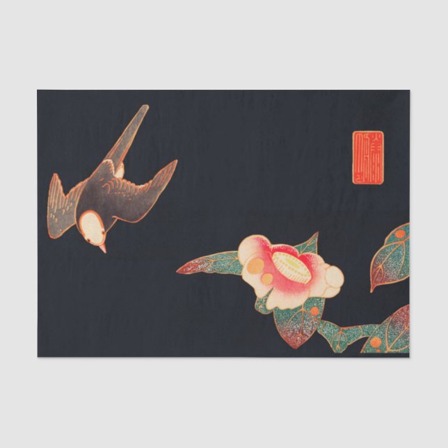 Swallow und Camellia (1900) von Ito Jakuchu Seidenpapier (Vorderseite)