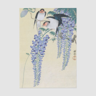 Swallows and Wisteria by Ohara Koson Seidenpapier