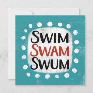 Swam Swum Greeting Card Karte