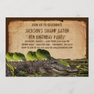 Swamp Alligator Custom Geburtstagsparty Einladung