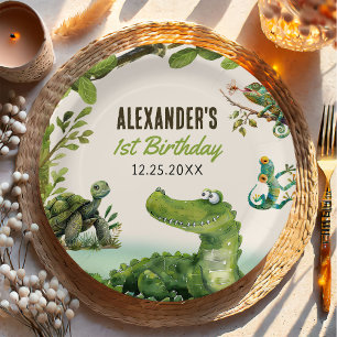 Swamp Reptile 1. Geburtstag Party Pappteller