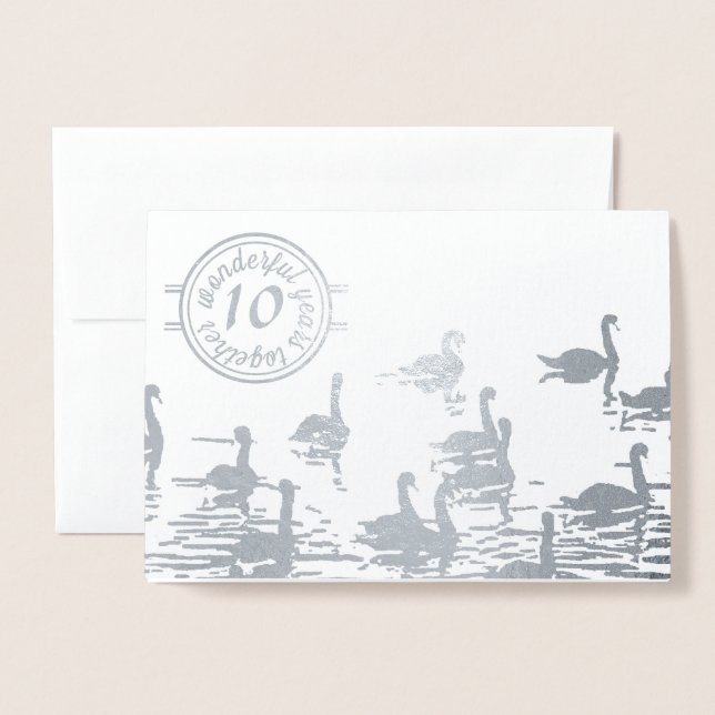 Swan 10. Zinn Hochzeitskarte Folienkarte (Vorderseite mit Umschlag)