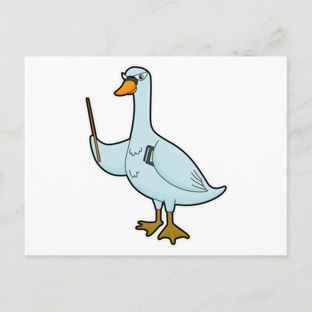 Swan als Lehrerin mit Buch & Pointer Postkarte (Vorderseite)