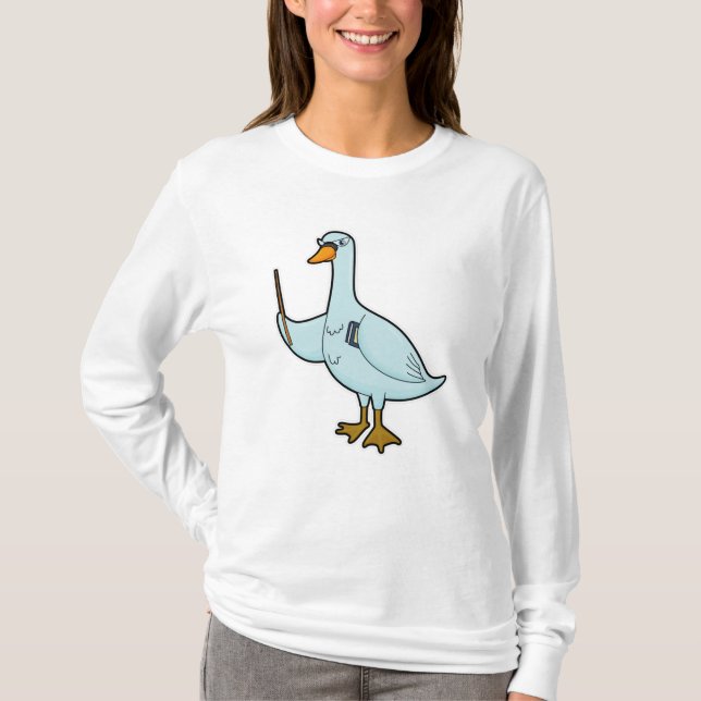 Swan als Lehrerin mit Buch & Pointer T-Shirt (Vorderseite)