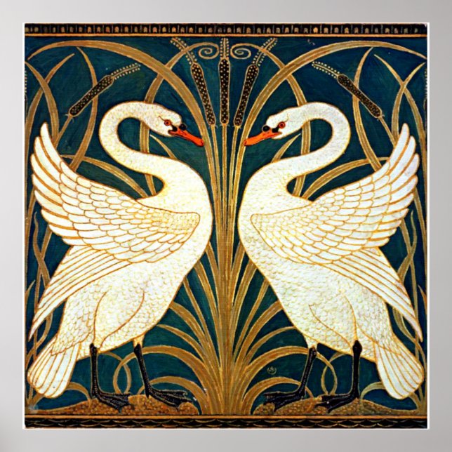 Swan and Rush and Iris, Vintages Design Poster (Vorne)