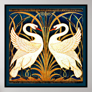Swan and Rush and Iris, Vintages Design Poster