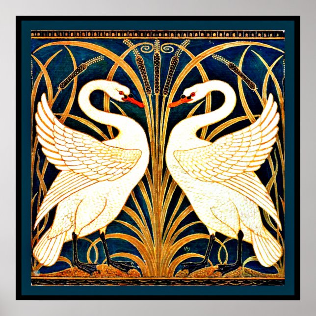 Swan and Rush and Iris, Vintages Design Poster (Vorne)