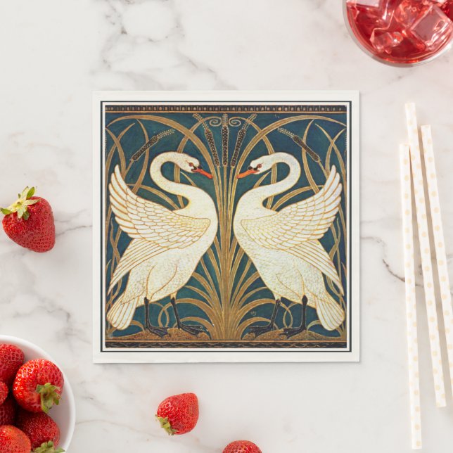 Swan and Rush and Iris, Vintages Design Serviette (Beispiel)