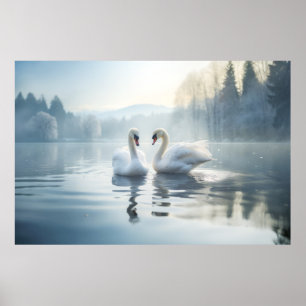 Swan Animal Bird Beauty Freedom Wilderness Print Poster