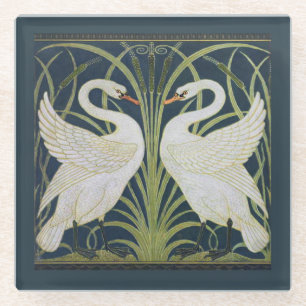 Swan Art Nouveau Two Swans Glasuntersetzer
