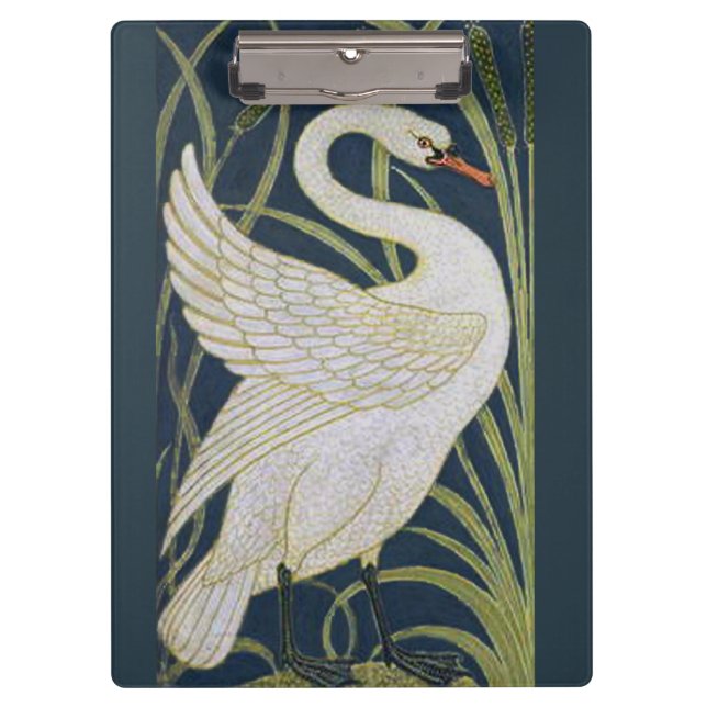 Swan Art Nouveau Two Swans Klemmbrett (Vorderseite)