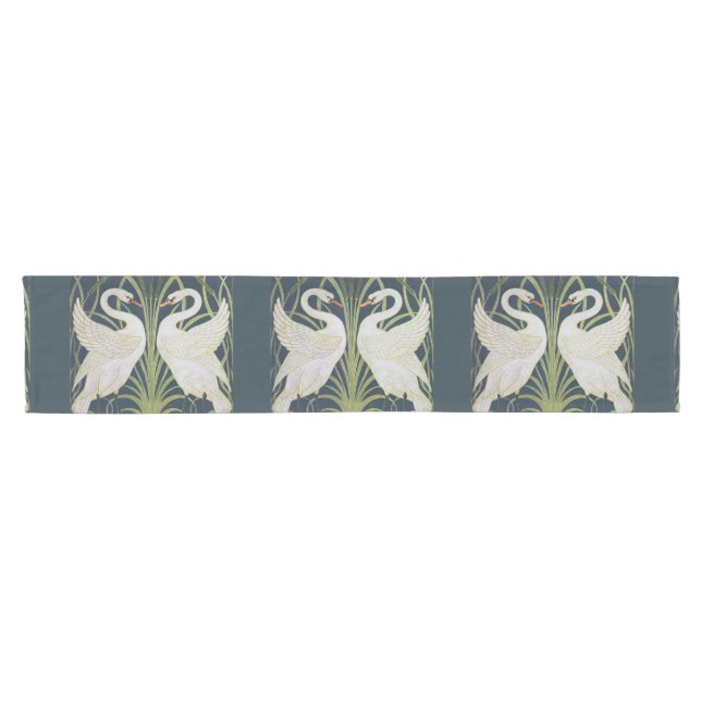 Swan Art Nouveau Two Swans Kurzer Tischläufer (Horizontal)