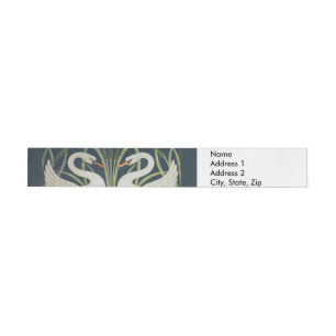 Swan Art Nouveau Two Swans Rundum-Adressaufkleber