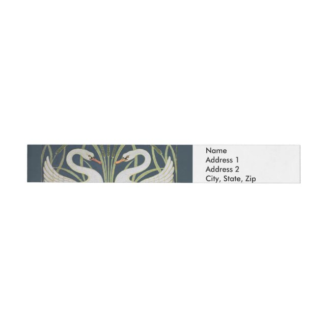 Swan Art Nouveau Two Swans Rundum-Adressaufkleber (Person)