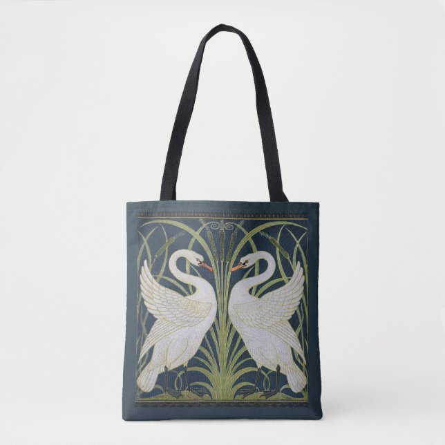 Swan Art Nouveau Two Swans Tasche (Vorderseite)