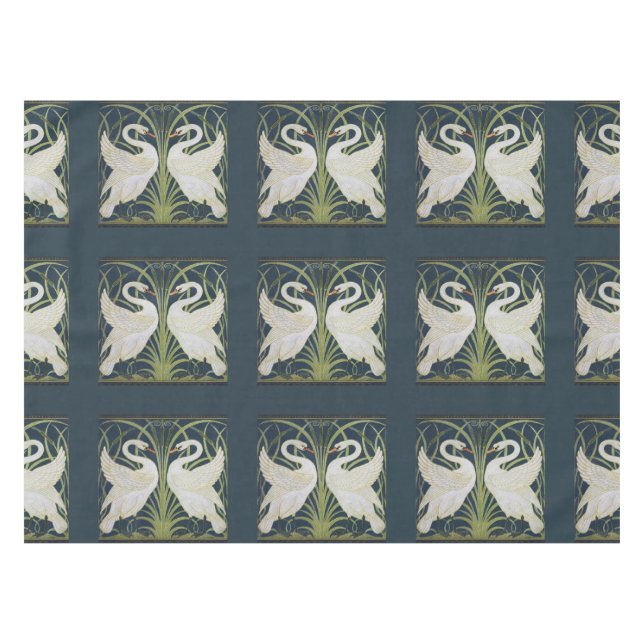 Swan Art Nouveau Two Swans Tischdecke (Vorderseite (Horizontal))