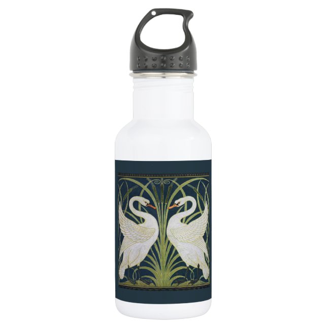 Swan Art Nouveau Two Swans Trinkflasche (Vorderseite)