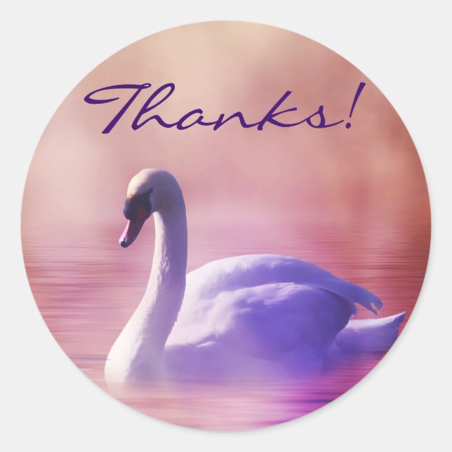Swan auf einem versauten See Dank Runder Aufkleber (Vorderseite)