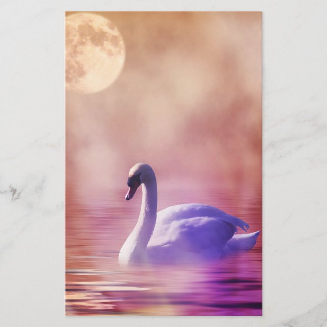Swan auf einem verstaubten Seeschabenpapier Briefpapier (Vorderseite)