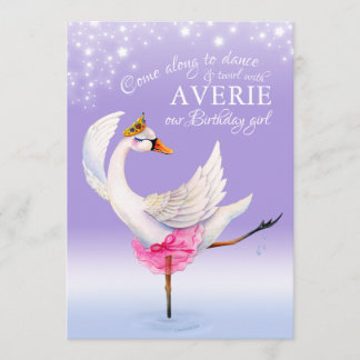 Swan auf Seeballet, 6. Geburtstag lila lädt ein Einladung