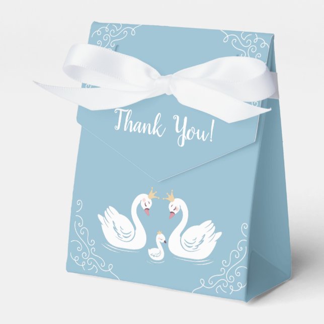 Swan Baby Shower Bird mit Crown Co-Ed Blue Geschenkschachtel (Vorderseite)