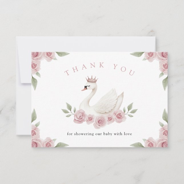Swan Baby Shower Dankeskarte (Vorderseite)