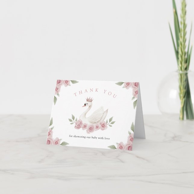 Swan Baby Shower Dankeskarte (Vorderseite)