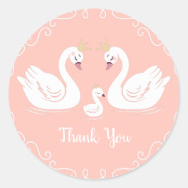 Swan Baby Shower Runder Aufkleber