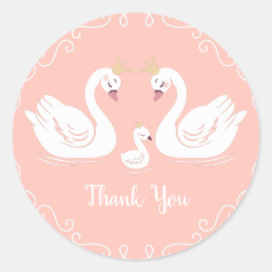 Swan Baby Shower Runder Aufkleber