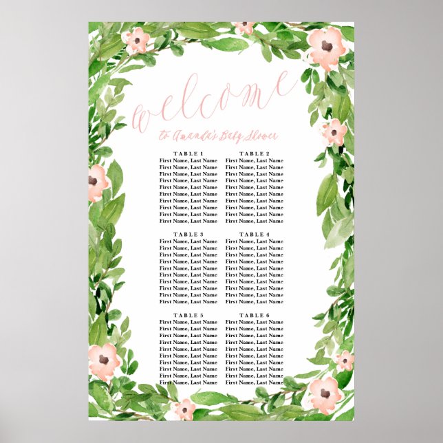 Swan Baby Shower Seekarte | Rosa Poster (Vorne)