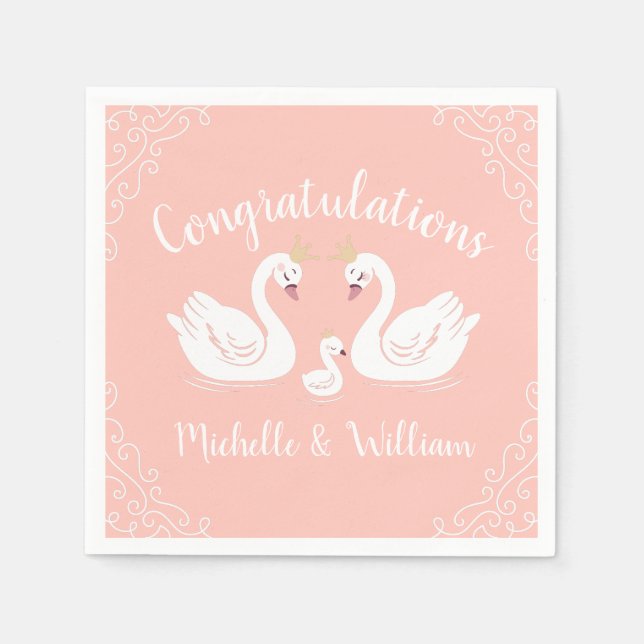 Swan Baby Shower Serviette (Vorderseite)