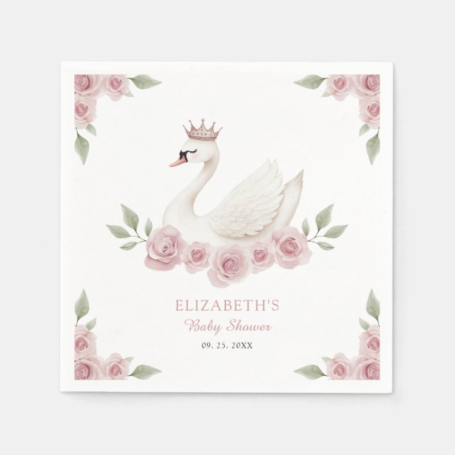 Swan Baby Shower Serviette (Vorderseite)