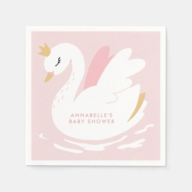 Swan Babydusche gürtelrosa Aqua niedlich elegant Serviette (Vorderseite)