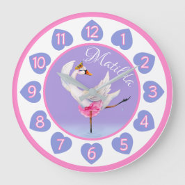 Swan ballerina auf See Aquarell lila Große Wanduhr