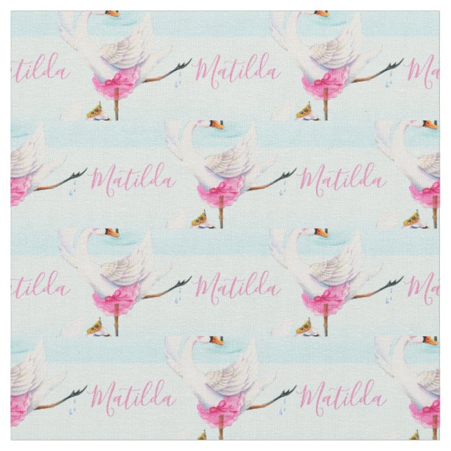 Swan ballet danseur nom personnalisé aqua tissu mo (Fermer)