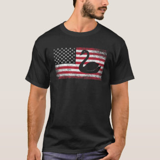 Swan Bird 4. Juli American Flag America USA Pa T-Shirt