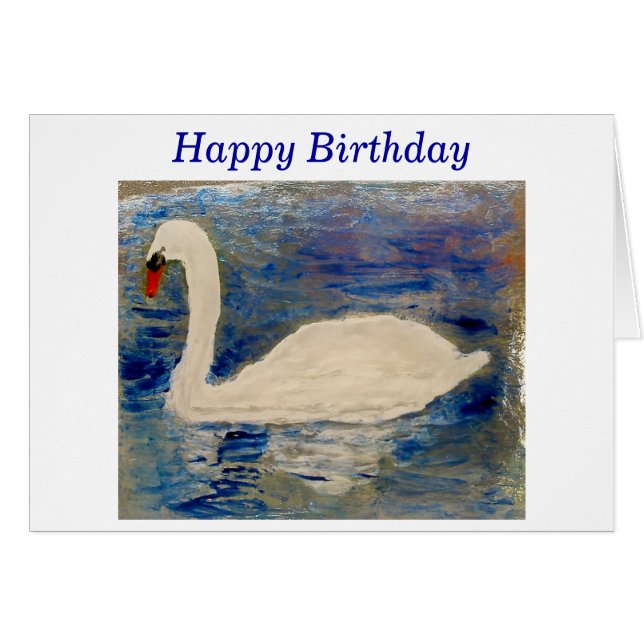 Swan Bird Painting Birthday (Vorderseite (Horizontal))