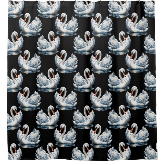 Swan Birds Muster Design Duschvorhang (Vorderseite)