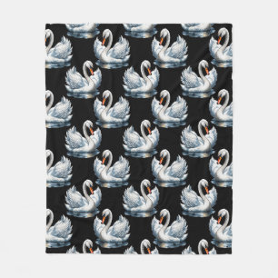 Swan Birds Muster Design Fleecedecke