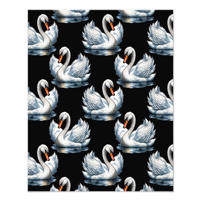Swan Birds Muster Design Fotodruck (Vorne)