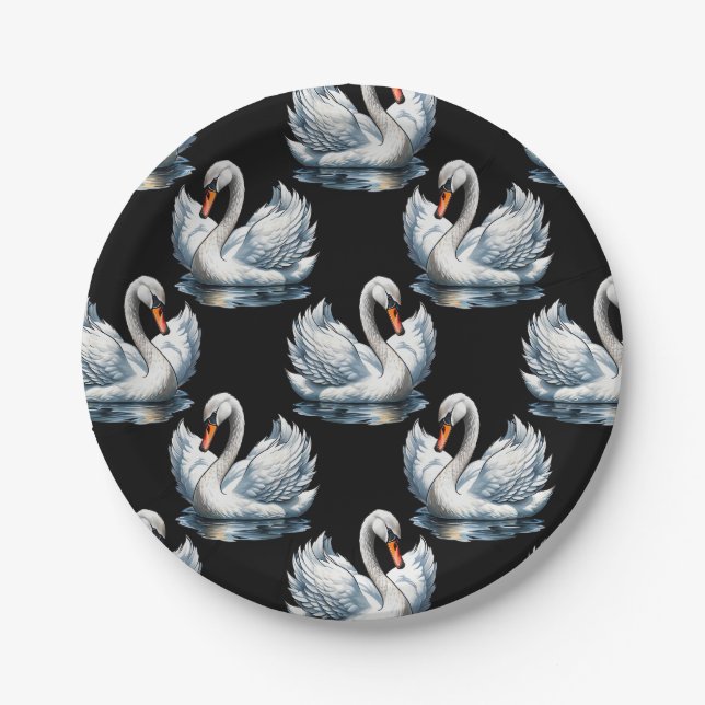 Swan Birds Muster Design Pappteller (Vorderseite)