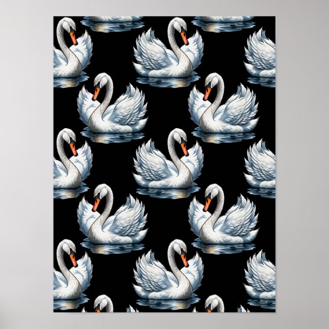 Swan Birds Muster Design Poster (Vorne)