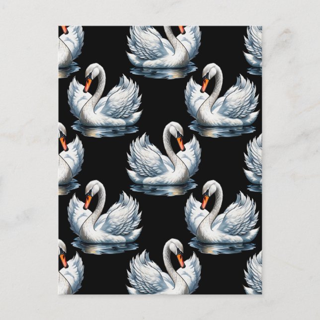 Swan Birds Muster Design Postkarte (Vorderseite)