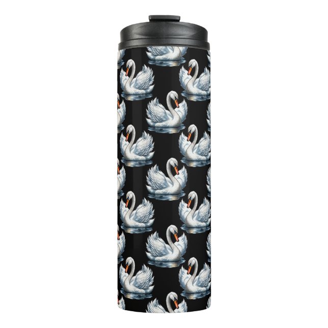 Swan Birds Muster Design Thermosbecher (Vorderseite)