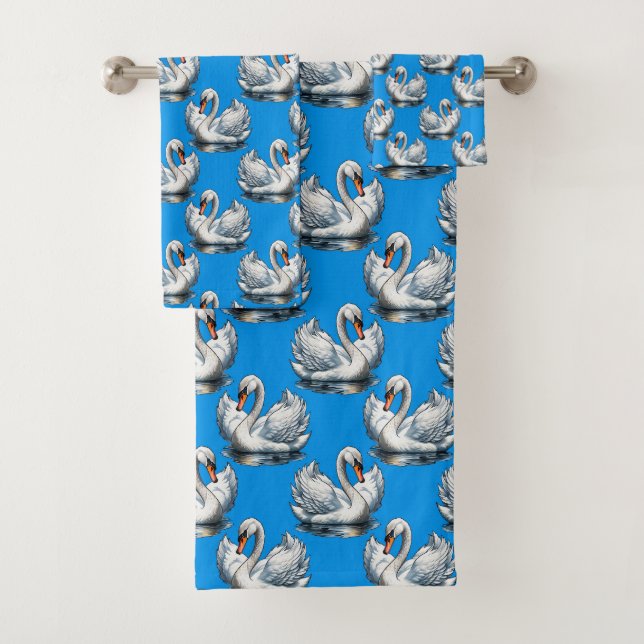 Swan Birds Pattern Design On Blue  (En situation)