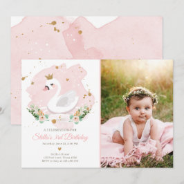 Swan Birthday Einladung Girl Princess Pink Gold