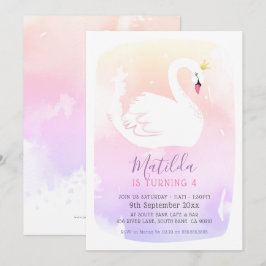 SWAN BIRTHDAY PARTEI hübscher, eleganter, pastellf Einladung
