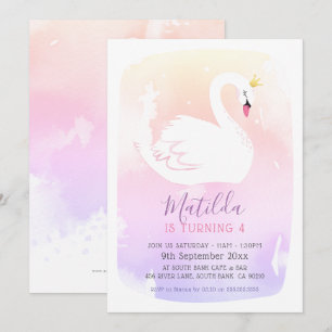 SWAN BIRTHDAY PARTEI hübscher, eleganter, pastellf Einladung