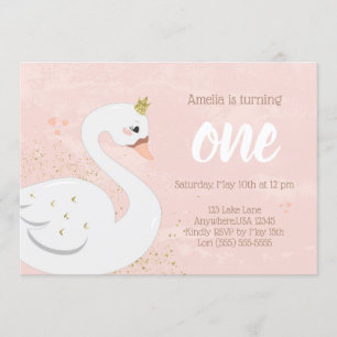 Swan Birthday Party Einladung Rosa und Gold